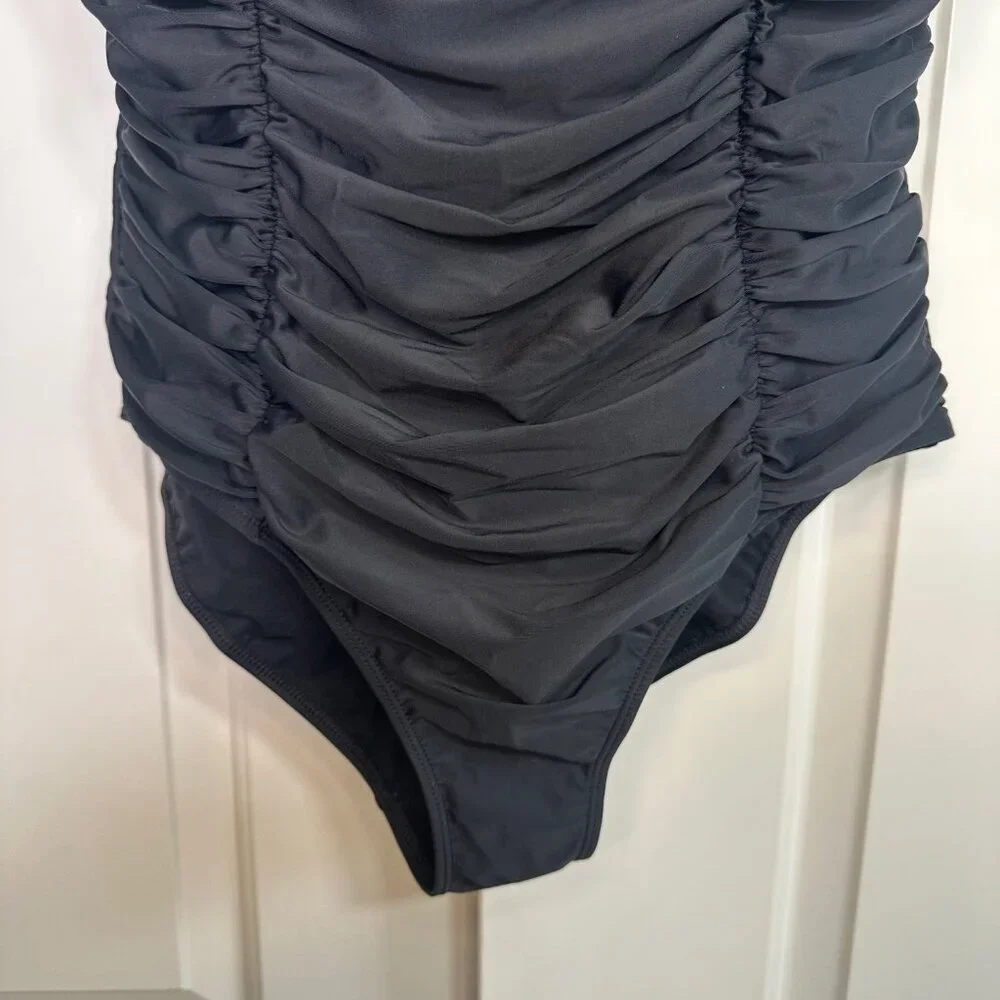 Torrid Wireless Lattice Ruched Black One-Piece Swimsuit 1X